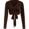 brown long sleeve tie around top - Camicie (corte) - 