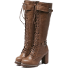 brown vintage lace up combat boot heel - 靴子 - $89.99  ~ ¥602.96
