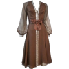 brown vintage with bow dress - Dresses - 