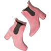 bubblegum pink suede leather booties - Škornji - 