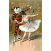 c1900s harlequin/pierrot illustration - イラスト - 