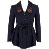 c.1910s WWI Navy Blue Wool Floral jacket - Jacket - coats - 