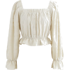 chickwish.com  cream  peasant top - 长袖衫/女式衬衫 - 