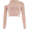 cut out shoulder crop top - Рубашки - длинные - 