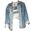 denim jacket with printed t-shirt - アウター - 