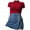 denim skirt with red t-shirt - スカート - 