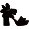 flower-appliqué platform velvet sandals - Klasični čevlji - 