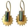 gold earring with green gemstone - Earrings - 