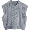 grey knitted sleeveless sweater - Жилеты - 