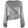 grey silk satin blouse - Рубашки - короткие - 