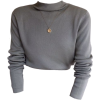grey sweater top - Long sleeves shirts - 