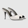 gucci white Leather heeled slide - サンダル - 