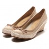 ジェリービーンズ JELLY BEANS ミニリボンウェッジパンプス（ベージュ）【大きめサイズ】 - Wedges - ¥8,295  ~ $73.70