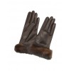 Women's Dark Brown Italian Nappa Leather Gloves w/Mink Fur - Gloves - $198.00 