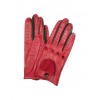 Women's Red & Black Perforated Italian Leather Gloves - 手套 - $116.00  ~ ¥777.24
