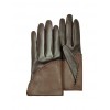 Women's Two-Tone Brown Short Nappa Gloves w/ Silk Lining - Gloves - $308.00 