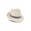 Blue and White Stripe Band Panama Hat - Hat - $160.00 