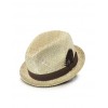 Straw Feather Trilby Hat - Hat - $165.00 
