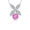 Round Pink Sapphire and Diamond Petals Pendant - Necklaces - $1,029.99 