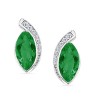 Marquise Emerald and Round Diamond Earrings - Earrings - $1,869.99 