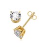 Round Diamond 4 Prong Basket Diamond Studs Earrings in 14K Yellow Gold SEY0680D - Rings - $899.00 