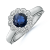 Round Sapphire and Diamond WOW Engagement Ring in Two Tone Metal - Rings - $1,639.99 