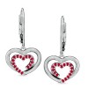 Round Ruby Heart Earrings in 14K White Gold - Orecchine - $499.99  ~ 429.43€