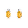 Oval Citrine and Diamond Earrings in 14K White Gold - Earrings - $389.99 