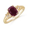 Cushion Ruby and Diamond Ring in 10k Yellow Gold - Aneis - $469.99  ~ 403.67€