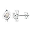 Oval Opal and Diamond Designer Earrings Studs in Sterling Silver - Earrings - $109.99 