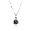 Round Black Diamond Pendant in Silver - Necklaces - $99.99 