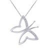 Round Diamond Butterfly Pendant in 10k White Gold - Necklaces - $219.99 