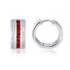 Square Ruby and Diamond Hoop Earrings in 14K White Gold - Brincos - $1,989.99  ~ 1,709.17€