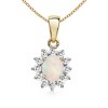 Oval Opal and Diamond Border Pendant in 14 k Yellow Gold Opal Pendant - Ожерелья - $709.99  ~ 609.80€