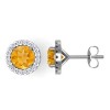 Round Citrine and Diamond Border Earrings in 14k White Gold - イヤリング - $709.99  ~ ¥79,908