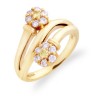 Round Diamond Centered Flower Wrap Ring in 14k Yellow Gold - Rings - $719.99 