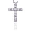 Round and Baguette Diamond Cross Pendant in 14k White Gold - Naszyjniki - $419.99  ~ 360.72€