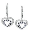 Round Sapphire and Diamond Heart Earrings in 14K White Gold - Earrings - $609.99 