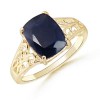 Cushion Sapphire Filigree Ring in 10k Yellow Gold - Rings - $1,559.99  ~ £1,185.61