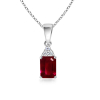 Ruby Pendant Emerald Cut Ruby and Diamond Pendant Necklace - Naszyjniki - $3,649.99  ~ 3,134.92€