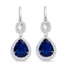 Pear Sapphire Cushion Round Diamond Dangle Drop Earrings - Earrings - $1,589.99 
