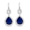 Pear Sapphire Cushion Round Diamond Dangle Drop Earrings - Earrings - $1,589.99  ~ £1,208.41