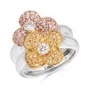 Round Diamond Twin Flower Designer Ring in 18k White Gold - Rings - $2,099.99 