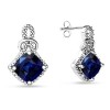 Cushion Sapphire and Round Diamond Love Knot Earrings - Earrings - $1,339.99 