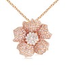 Round Diamond Flower Pendant in 18k Rose Gold - Necklaces - $2,599.99 