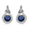 Round Sapphire and Round Diamond Love Knot Earrings - Earrings - $1,249.99 