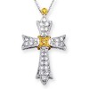 Round Diamond Victorian Style Cross Pendant 18k Yellow Gold - Necklaces - $2,159.99 