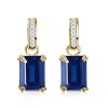 Emerald Cut Sapphire and Round Diamond Frame Drop Earrings - 耳环 - $1,599.99  ~ ¥10,720.47