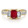 Emerald Cut Ruby and Diamond Three Stone Ring Ruby Ring - Rings - $7,209.99 