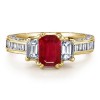 Emerald Cut Ruby and Diamond Three Stone Ring Ruby Ring - リング - $7,209.99  ~ ¥811,472